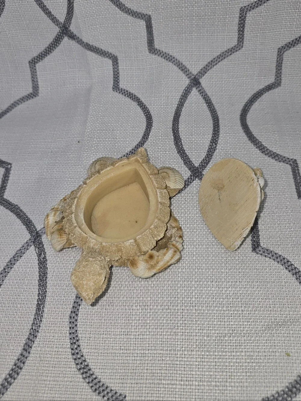 Vintage Sea Turtle with Baby Sand Seashell Trinket Box With Lid Jewelry Box